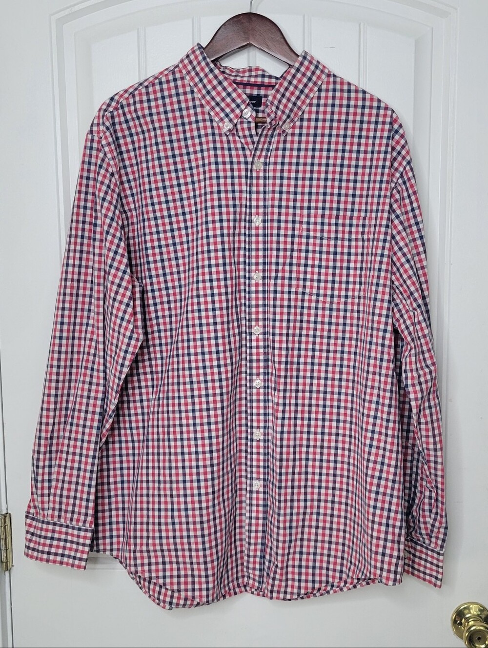 croft & barrow Red and Blue Gingham Button-Down Shirt
